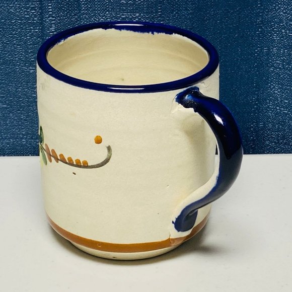 Mexican Pottery Mug with hand painted Floral Pattern Manzanillo Mexico - Picture 5 of 10